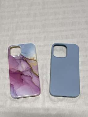 Micase iPhone 13 Pro Case Bundle (Solid Blue & Purple Marble Print)